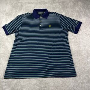 Masters Collection Golf Polo Shirt Men's Large Green Striped Pima Cotton Augusta